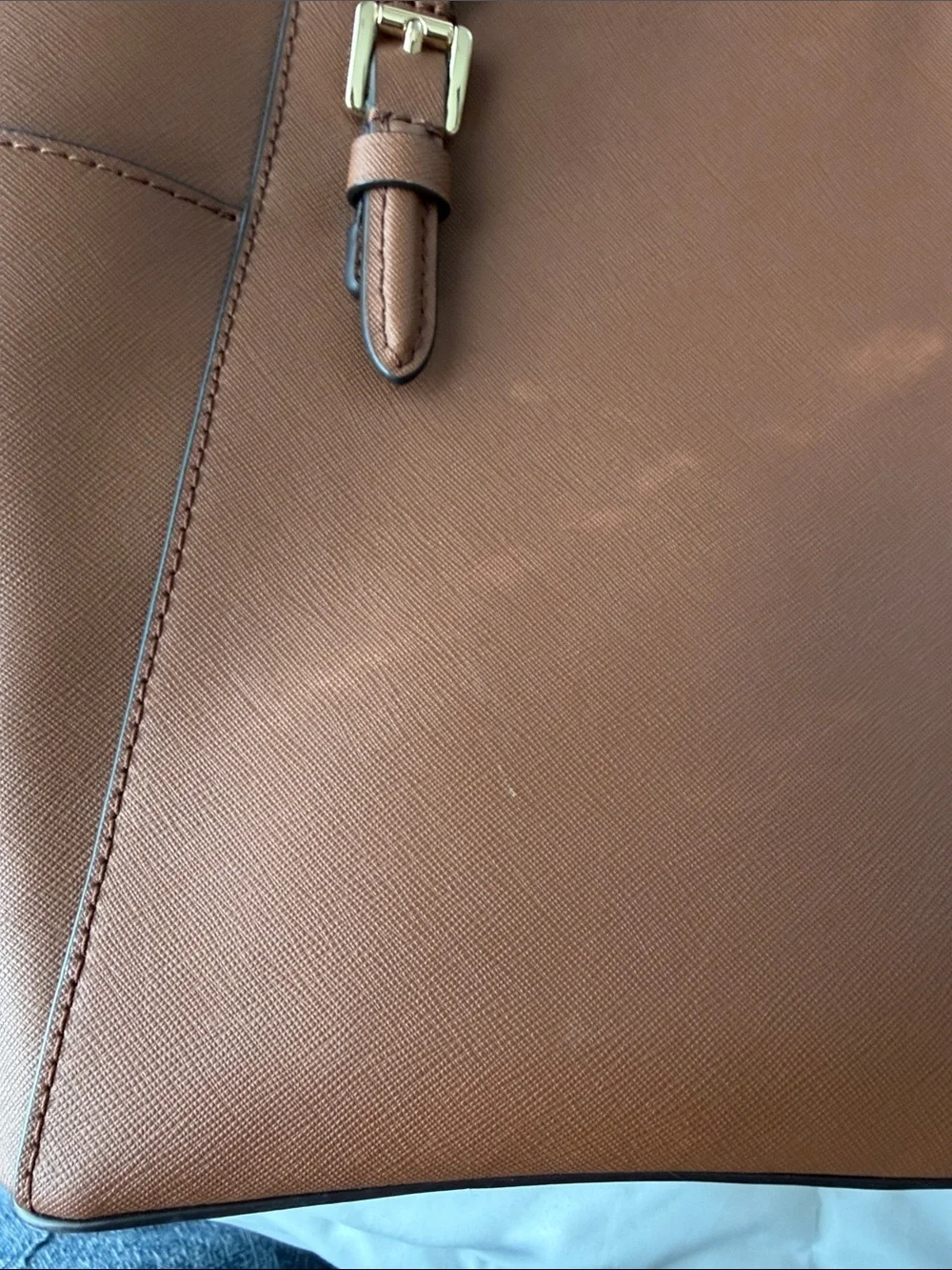 Michael Kors Brown Saffiano Leather Tote with Gold Accents